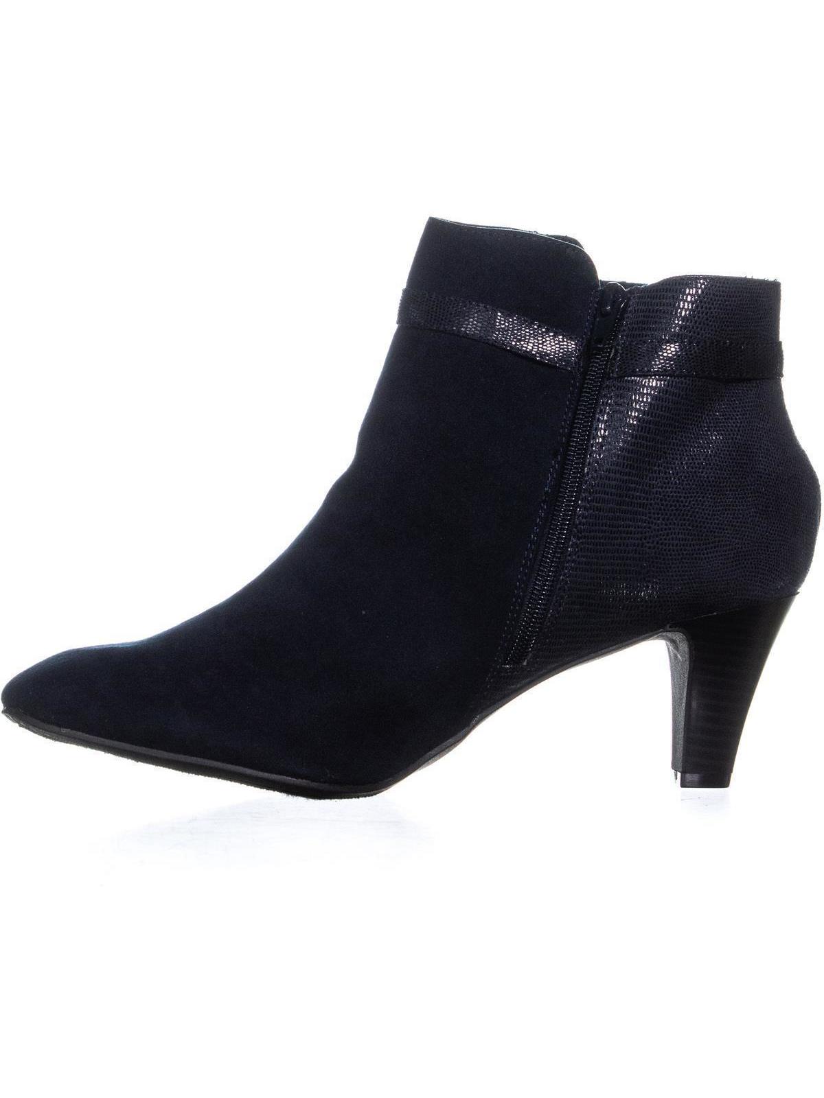 navy kitten heel ankle boots