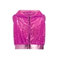 thumbnail image 6 of SiiRoh Girls Street Hip Hop Jazz Dance Outfits Sleeveless Sequin Hooded Vest Crop Top with Metallic Pants Set Hot Pink 12, 6 of 7