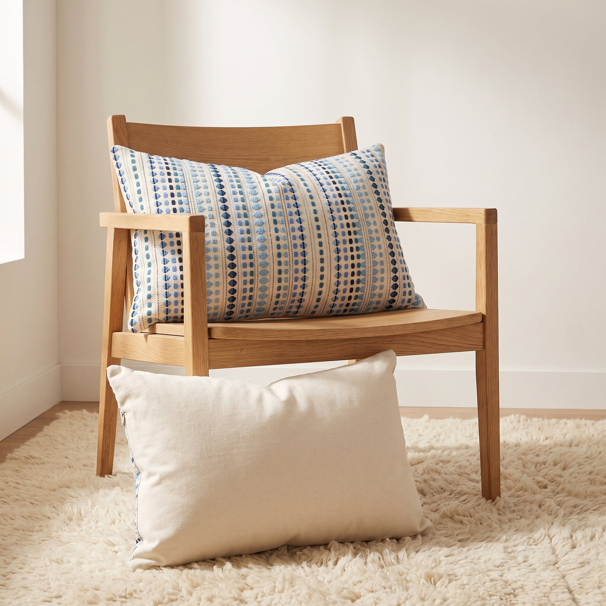 Unique Bargains Chenille Geometric Throw Pillow Covers 2 Pc Striped Cases Blue 20"x12"