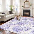 thumbnail image 3 of Purple Floral Area Rug 6x9 FT, Non Slip Living Room Throw Carpet, Hydrangeas Flower Spring Summer Botanical Washable Soft Large Floor Carpet Non-Shedding Rug for Bedroom Dining Room Play Room, 3 of 9