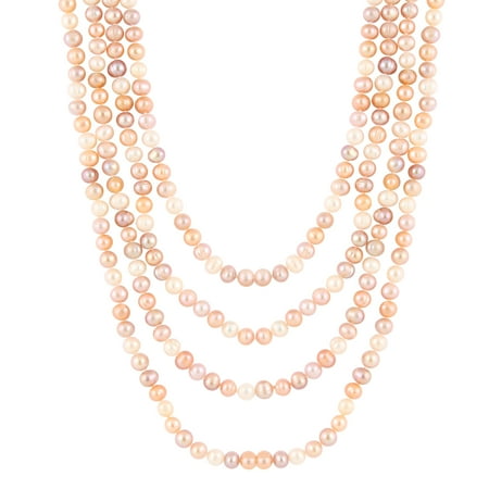 Multi Strand Freshwater Pearl Necklace - Handpicked A Quality 7-7.5mm Multi Color Lavender Pink Cream Freshwater Cultured Pearl Strand Endless 100
