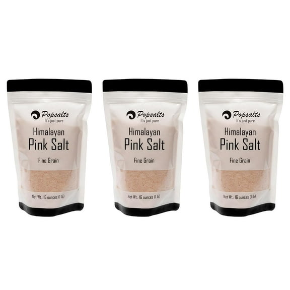 Popsalts Himalayan FINE Mineral Rich Salt-3 Pounds-Kosher-Natural-Pure-Restaurant Quality-Finishing Salt