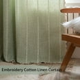 thumbnail image 4 of JOOJA 2 Panels Set Embroidery Boho Linen Window Curtains for Living Room,Green 55" W x 96" L, 4 of 6