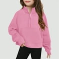 thumbnail image 2 of TOWED22 Girls Half Zip Sweatshirt Long Sleeve Tops Quarter Zip Pullover Sweatshirts for Teen Girls Trendy Preppy Clothing(Pink,100/4-5years), 2 of 4