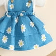 thumbnail image 4 of CAICJ98 Baby Girl Summer Outfits Short Sleeve Romper Cute Print Overall Dress With Headband Set Newborn Infant Girl Spring Clothes (Blue,6-9 Months), 4 of 6