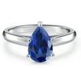 thumbnail image 3 of Gem Stone King 10K White Gold Blue Created Sapphire Engagement Ring for Women | 2.55 Cttw | Pear Shape 9X6MM | Gemstone September Birthstone | Size 9, 3 of 6