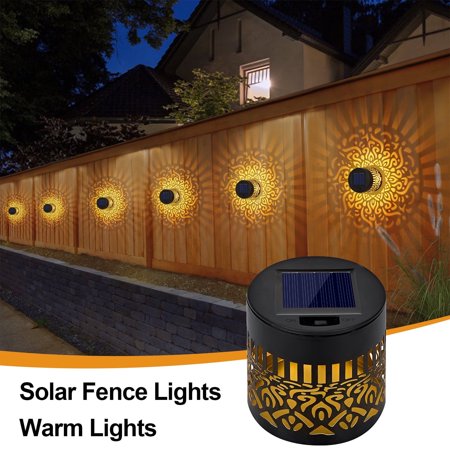 Natubeau Solar Fence Lights Metal Solar Powered Outdoor Deck Step Wall Lights Mandala Theme Waterproof Fence Light for Garden Post Patio Backyard Yard Decor