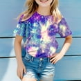 thumbnail image 2 of T Shirts for Girls Galaxy 3D Galaxy Print Glitter Starry Sky Short Sleeve Carnival Going Out Tops, 2 of 4