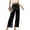1Pack:Black, variant on TANBOM Party Shiny Pleated Wide Leg High Waist Black Women's Pants (Women's S)