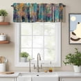 thumbnail image 2 of Rod Pocket Window Valances Forest Branches Vintage Oil Painting Art Short Kitchen Curtains Abstract Geometric Art Window Treatment Drapes for Bedroom Bathroom Living Room 42x18In,1 Panel, 2 of 9