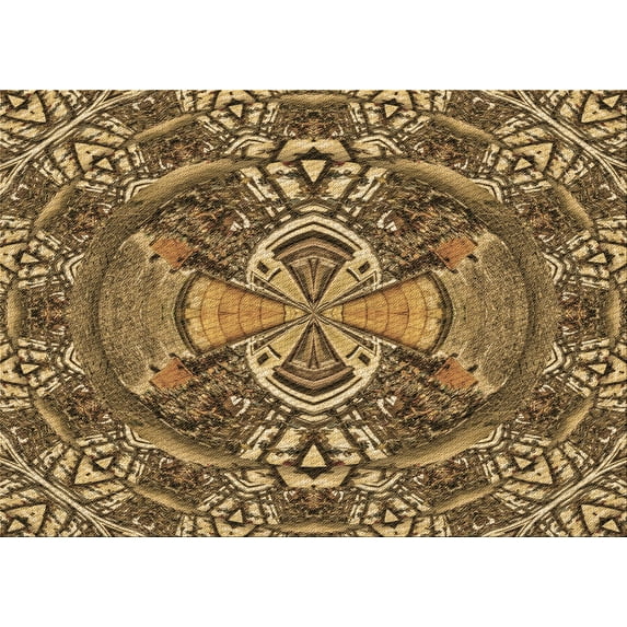 Ahgly Company Indoor Rectangle Patterned GoldenRod Gold Area Rugs, 5' x 8'