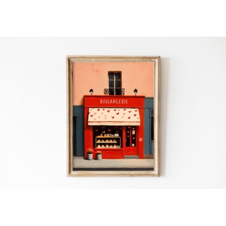 Boulangerie French Bakery Storefront Cozy Kitchen Wall Decor, Unframed Paper Poster 8x10in