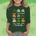 thumbnail image 2 of T-shirts Graphiques pour Filles, Col Rond Polyvalent, Manches 3/4, Hauts pour Filles, T-Shirts Vert Foncé 3 Ans-4 Ans, 2 of 4