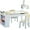 Natural, variant on Art Table Set with Chairs, 3-in-1 Art Easel & Craft Desk for Coloring Drawing, Activity Table with 6 Paint Cups, 6 Storage Bins & Paper Roll Holder