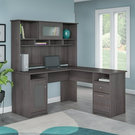Cabot L Shaped Desk With Hutch In Heather Gray Com