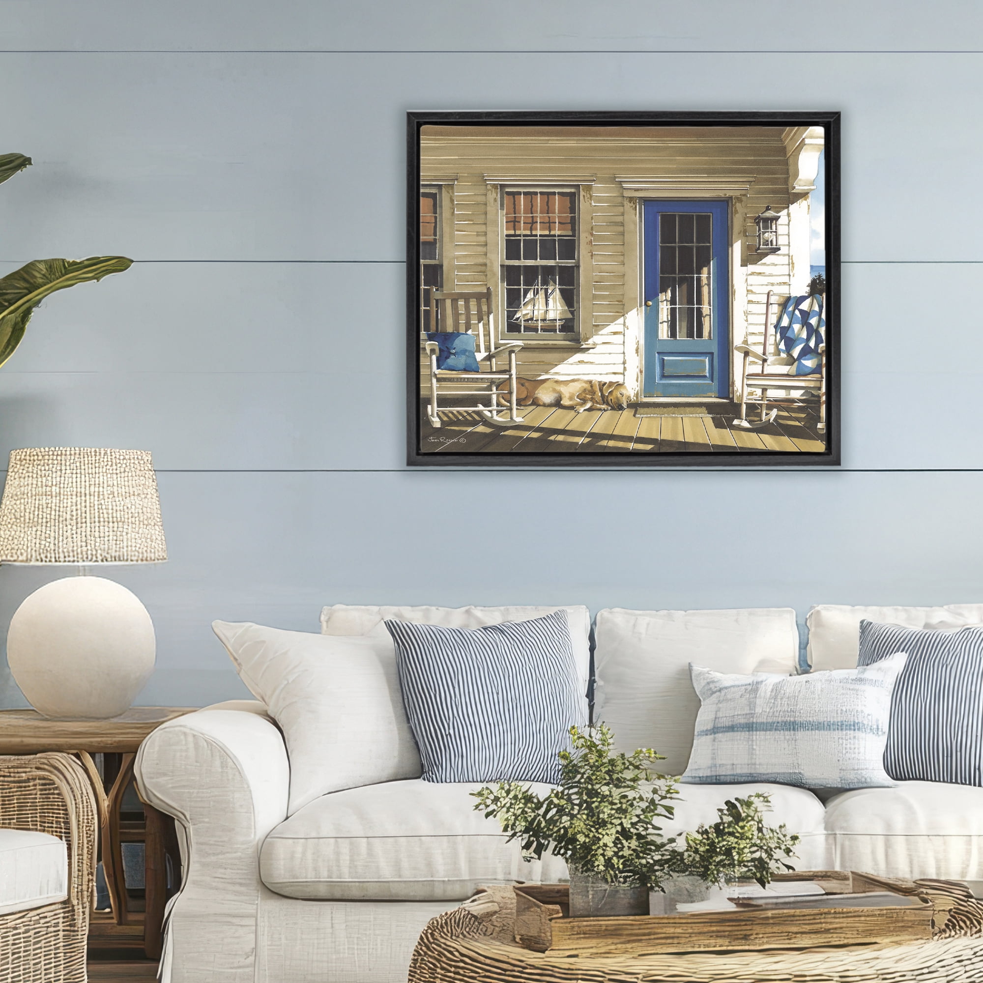 Stupell Industries Front Porch Gathering Black Framed Floater Canvas Wall Art, design by John Rossini