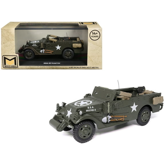 White M3 Scout Car Olive Drab "United States Army" 1/43 Diecast Model by Militaria Die Cast