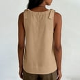 thumbnail image 5 of fheaev Cotton Linen Tank Tops for Women Crew Neck Sleeveless Tie Side Loose Fit Lightweight Solid Summer Wear Khaki 2XL, 5 of 8