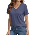 thumbnail image 3 of MOSHU Deep V Neck Womens Tops Curved Hem Shirts for Women Fashion Trendy Blouses Casual Loose Fit Tees Tops, 3 of 9