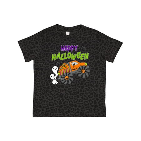 

Inktastic Happy Halloween-monster Truck with Pumpkins Bats Cat and Ghost Gift Toddler Boy or Toddler Girl T-Shirt