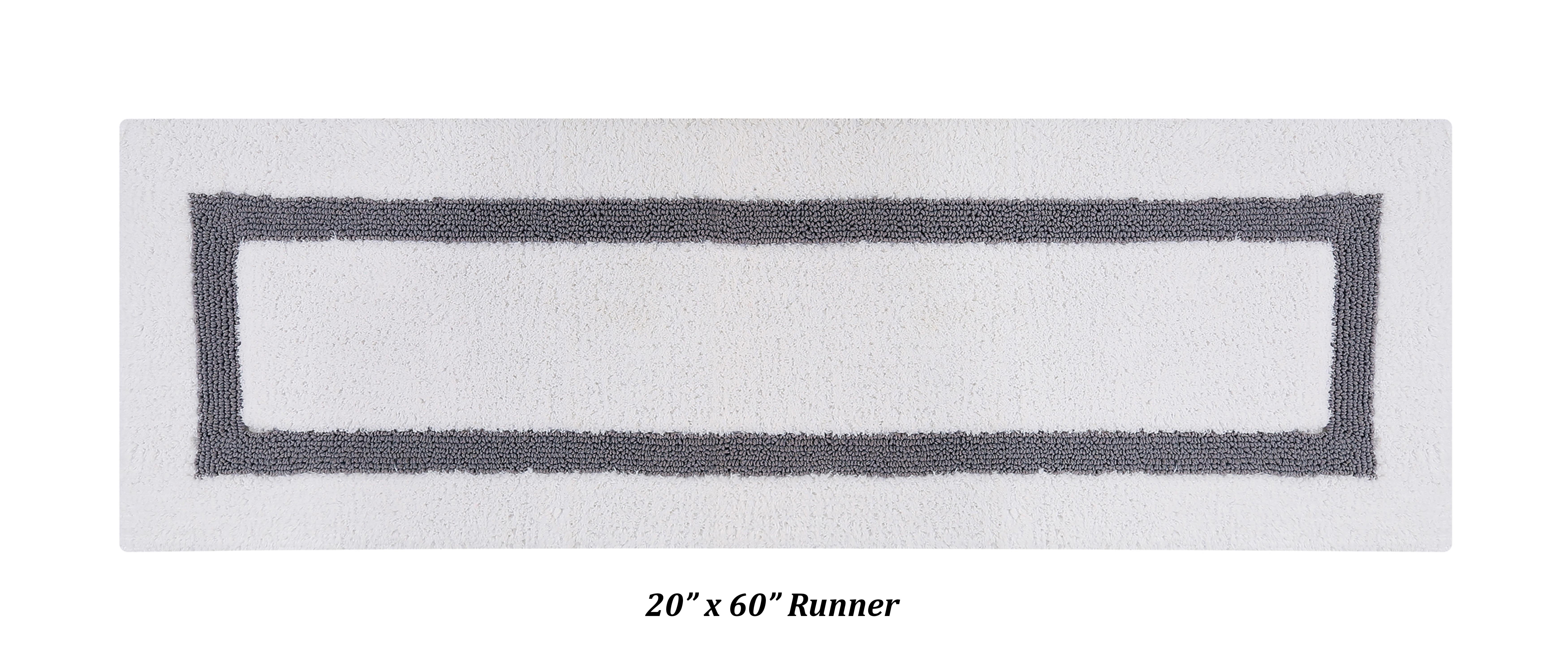 Better Trends 3 Piece Bath Rug Set 100% Cotton Tufted Bathroom Rug Water Absorbent, Reversible Machine Washable Runner Mat for Bathroom Floor Decor, Bathtub,Laundry Room Hotel Collection - White/Gray