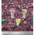 thumbnail image 1 of Soimoi Cotton Voile Fabric Bottle,Camellia & Rose Floral Print Fabric by The Yard 56 Inch Wide, 1 of 1