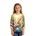 thumbnail image 4 of PWPSG Happy Easter Day Shirt for Kid 3D Graphic T Shirts Cute Easter Eggs & Bunny Rabbit Prints Tops 3/4 Sleeve Crewneck Blouses Spring Fall Outfits for Girl Multicolor 5 Years, 4 of 9