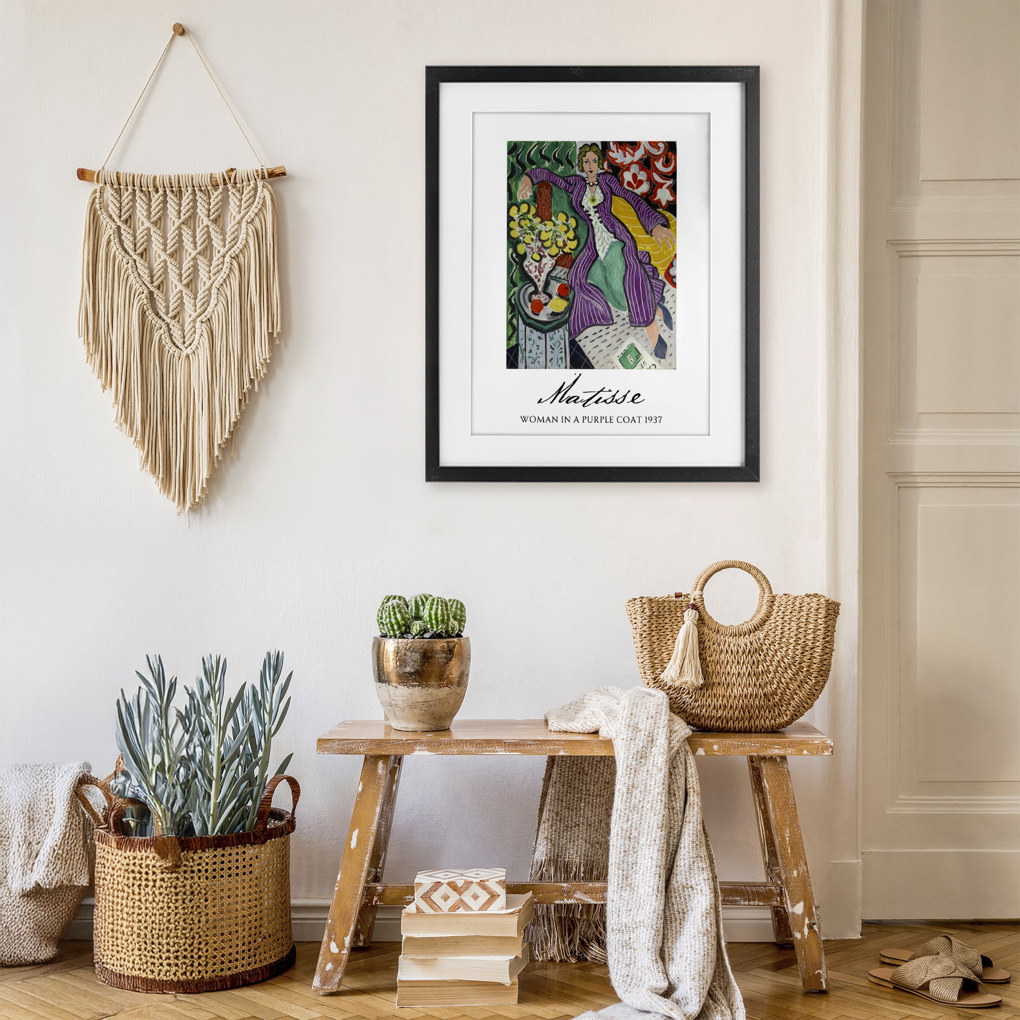 Stupell Industries Matisse Woman In Purple Coat Black Framed Print Under Glass, design by Vintage Hustle