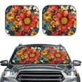 thumbnail image 2 of Fotbe Colorful Vintage Floral Pattern 2-Piece Car Windshield Sun Shade | Sun Blocker for Car Windshield | Foldable Automotive Interior Accessories for Sun Protection-Small, 2 of 7
