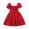 thumbnail image 3 of NOLDARES Girl's Dresses Ruffle Sleeve Tiered Swing Cute Casual Sundress for Holiday Daily Cute Summer Party(Red,12-18 Months), 3 of 7