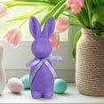 thumbnail image 2 of Flocked Easter Bunny Decor - Flocking Rabbit with Bow tie Tabletop Ornament Spring Tables Decoration Centerpieces Indoor - Easter Decorating Bunnies for Home Party, 2 of 9