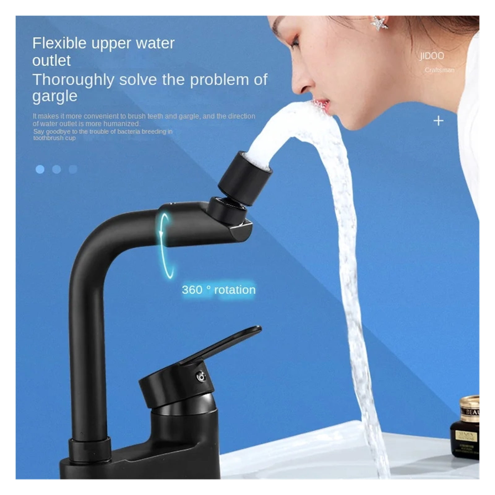 Black Hot And Cold Faucet, In Bathroom Zinc Alloy Sink Bathtub, Mixing Valve Wash Basin Double Hole Mixing Valve Faucet ,Leakproof Design