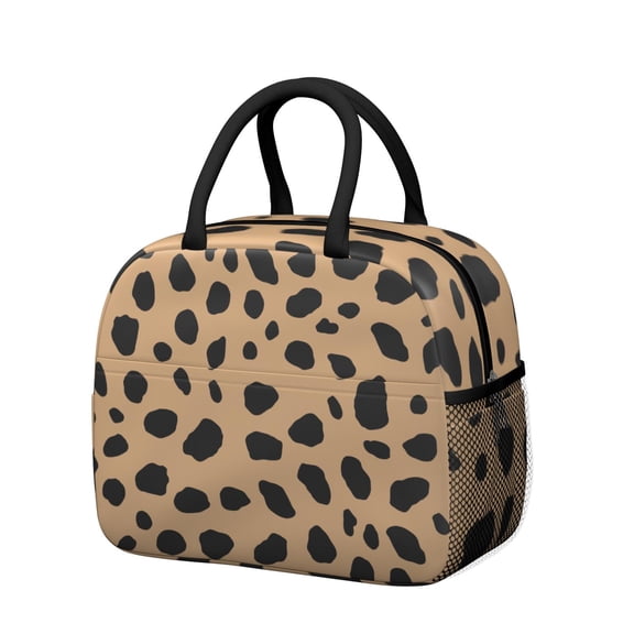 Womens Brown and Black Of Leopard Print Lunch Box for Work,Insulated Lunch Bag for Women,Loncheras Para Mujer,Leakproof Adult Lunch Bag for Work,Beach,Travel,Picnic,Camping