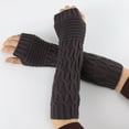 thumbnail image 4 of Winter Arm Sleeves Unisex Elastic Cable Knit Thumb Hole Arm Warmers Arm Covers, 4 of 10
