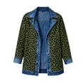 thumbnail image 4 of Womens Leopard Print Denim Jacket Long Sleeve Button Up Casual Loose Fit Outerwear Cheetah Jean Coat Tops Army Green L, 4 of 8