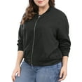 thumbnail image 6 of MODA NOVA Juniors Plus Size Contrast Trim Zipper Hip Length Bomber Jacket, 6 of 7