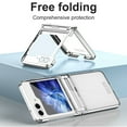 thumbnail image 2 of Decase Compatible with Samsung Galaxy Z Flip 3 Clear Crystal Case with Ring Stand Transparent Plating For Samsung Z Flip 3 Shockproof Minimalist Slim Case,Silver, 2 of 6