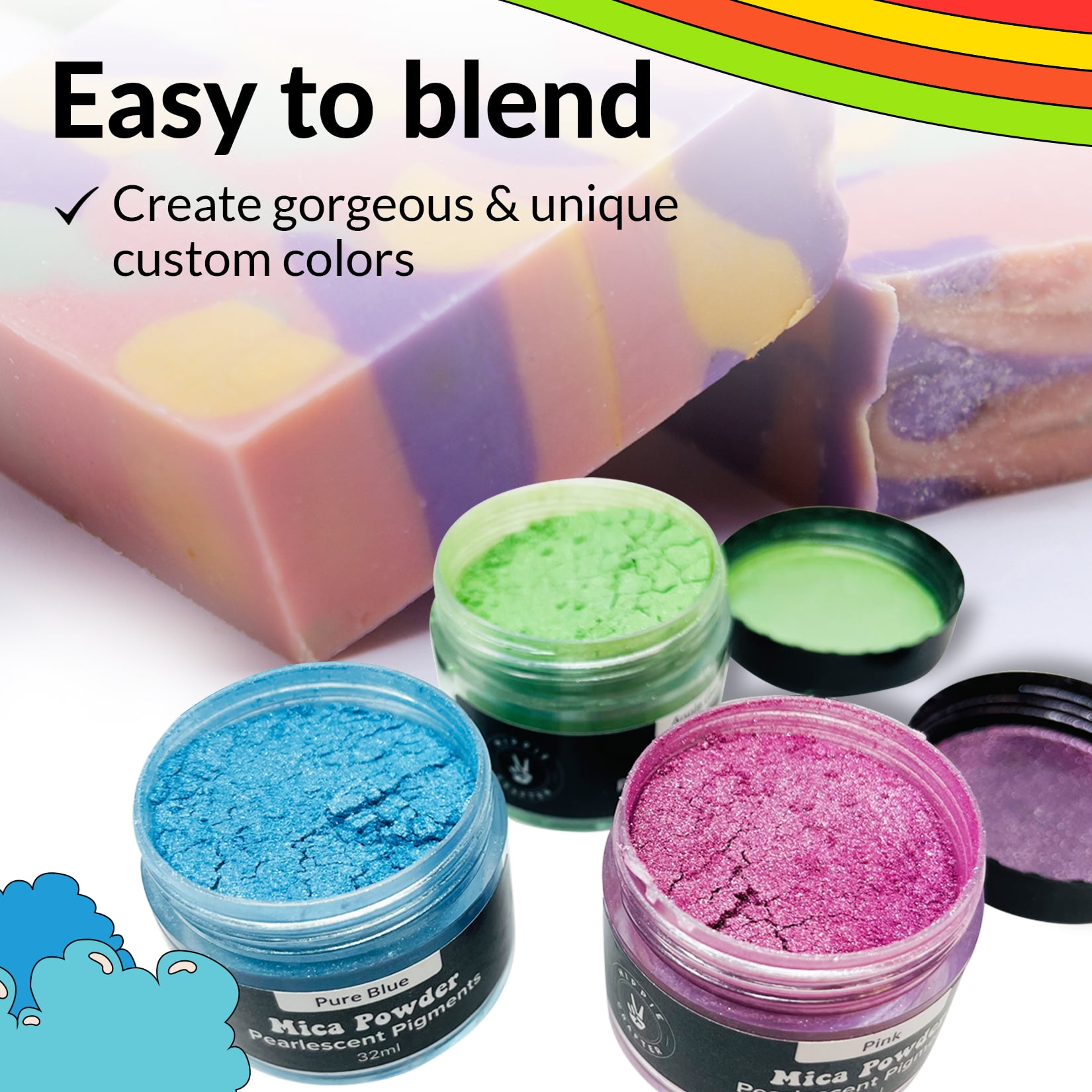 50 Colors Pigments Brilliant Mica Powder Kit Epoxy Resin Colorant Makeup Bath  Bomb Soap Candle Making Powder Pigment Kit QZW