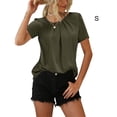 thumbnail image 1 of Femme en Vrac Plissée T-shirt Randonnée Casual Style Manches: Ce Col Rond Conception Simple Tops Coton Mélange Vêtements d'Été Anniversaire Petite Amie Cadeaux Vert S, 1 of 7