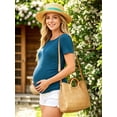 thumbnail image 2 of Women's Maternity Shirts Tops Side Ruched Ribbed Pregnancy Clothes 3-Pack, 2 of 6