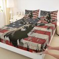 thumbnail image 3 of Feelyou Rustic Deer Animal Bed Sheets, Farmhouse Wooden Cabin King Sheets, Retro American Flag Sheet Set, Microfiber Bedroom Decor, 4 Pieces, 3 of 7
