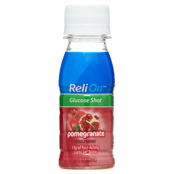ReliOn Glucose Shot, Pomegranate, 2 fl oz, 15g Fast-Acting Carbohydrates per Bottle