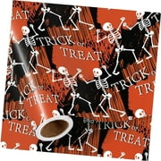 SKYSONIC Paper Roll for Teens Adults, Roll, Dancing Skeletons and Trick or Design, Grunge Style Orange Wrap for Party, 17 Inches 16.4 Feet
