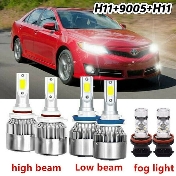 For Toyota Camry 2007-2014 LED Headlight Fog Light Bulbs 6x Car Led Lights Kit