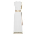 thumbnail image 4 of YiZYiF Womens Greek Roman Toga Dress Halloween Square Neck Sleeveless Metallic Shiny Gold Trim Robe White Gold M, 4 of 5