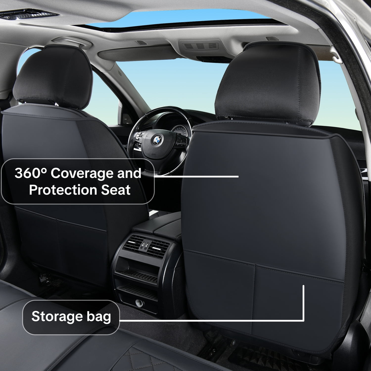 Car Seat Cover for Jeep Wrangler JK Unlimited Sahara 2018, Waterproof Faux Leather 5 Seats Full Set Wear Resistance Protect and Upgrade Seats, Black and Gray Car Seat Covers, Protect Car Seats