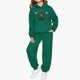 thumbnail image 1 of Conjunto de sudadera con capucha de manga larga para niños con estampado invernal y pantalones deportivos con lazo en las piernas, deportivo informal con forro polar para mayor calidez, conjunto de do, 1 of 5