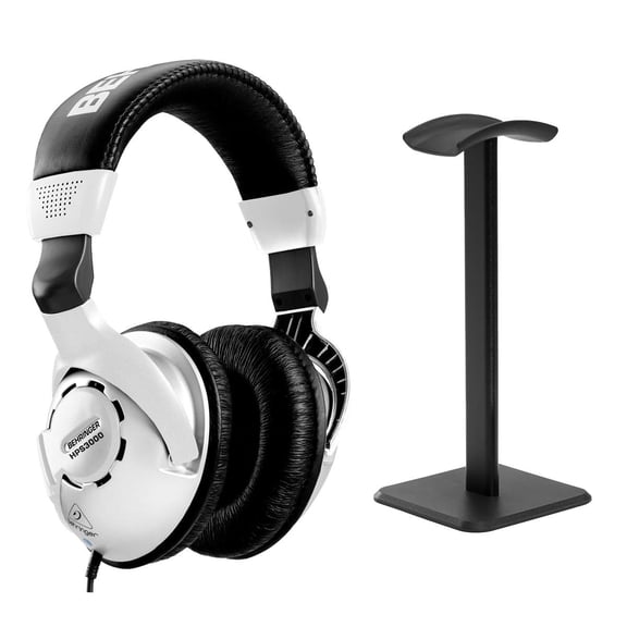 Behringer HPS3000 Closed-Back Over-Ear High-Performance Studio Headphones, Bundle with Desktop Headphone Stand