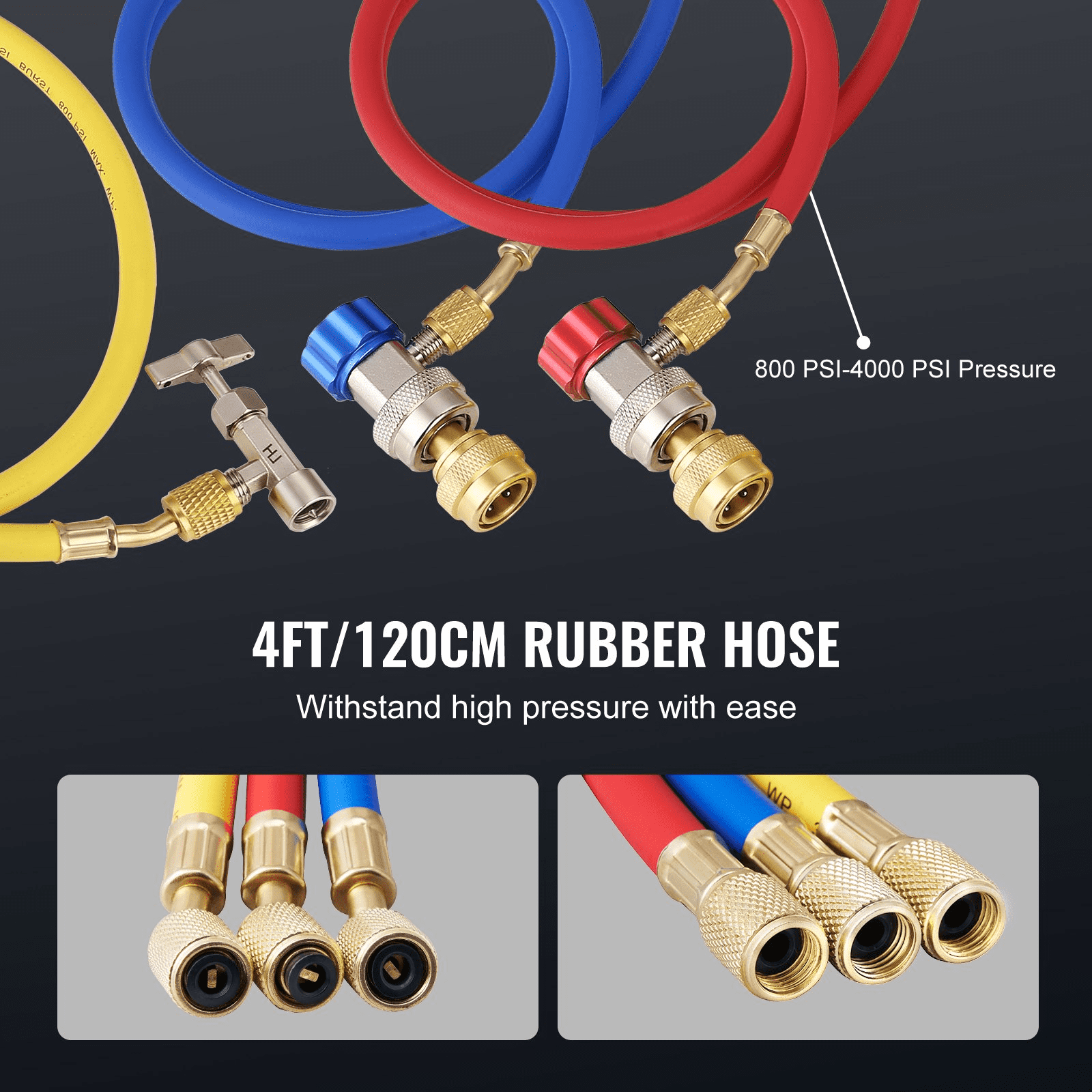 Vevor K35CFM150WA2L21TAV1 0.2 HP 3.5 CFM AC Vacuum Pump & Gauge Set, Single Stage Rotary Vane HVAC Air Vacuum Pump AC Refrigerant Kit Manifold Gauge Set