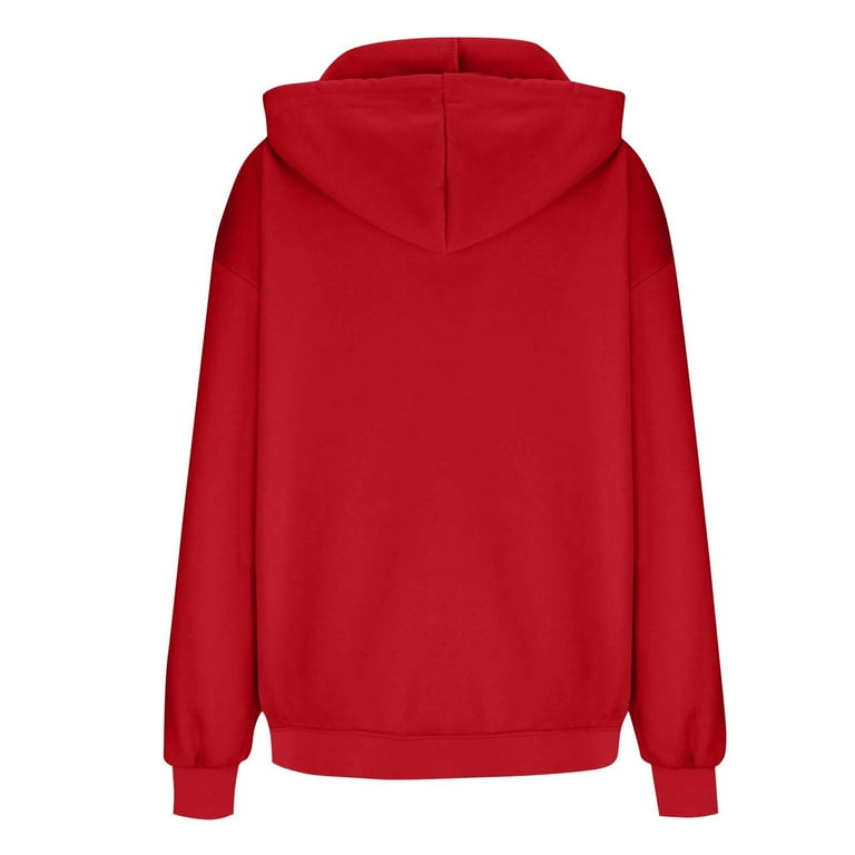 トップス Deaile Hoodie red M size Fmbrln Womens Plus Size Solid Hoodie Fall Winter Fashion Long